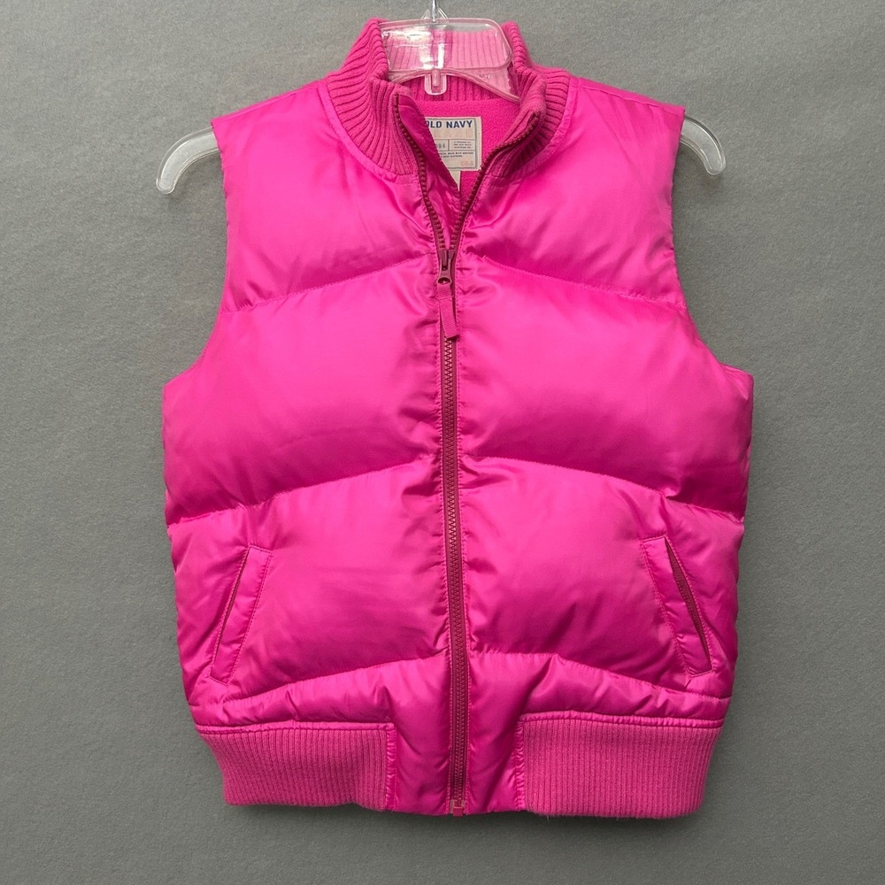 Old Navy Girls XXL Puffer Vest Hot Pink Y2K Barbiecore Fleece Lined Vintage
